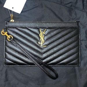 Yves Saint Laurent Black and Gold Clutch